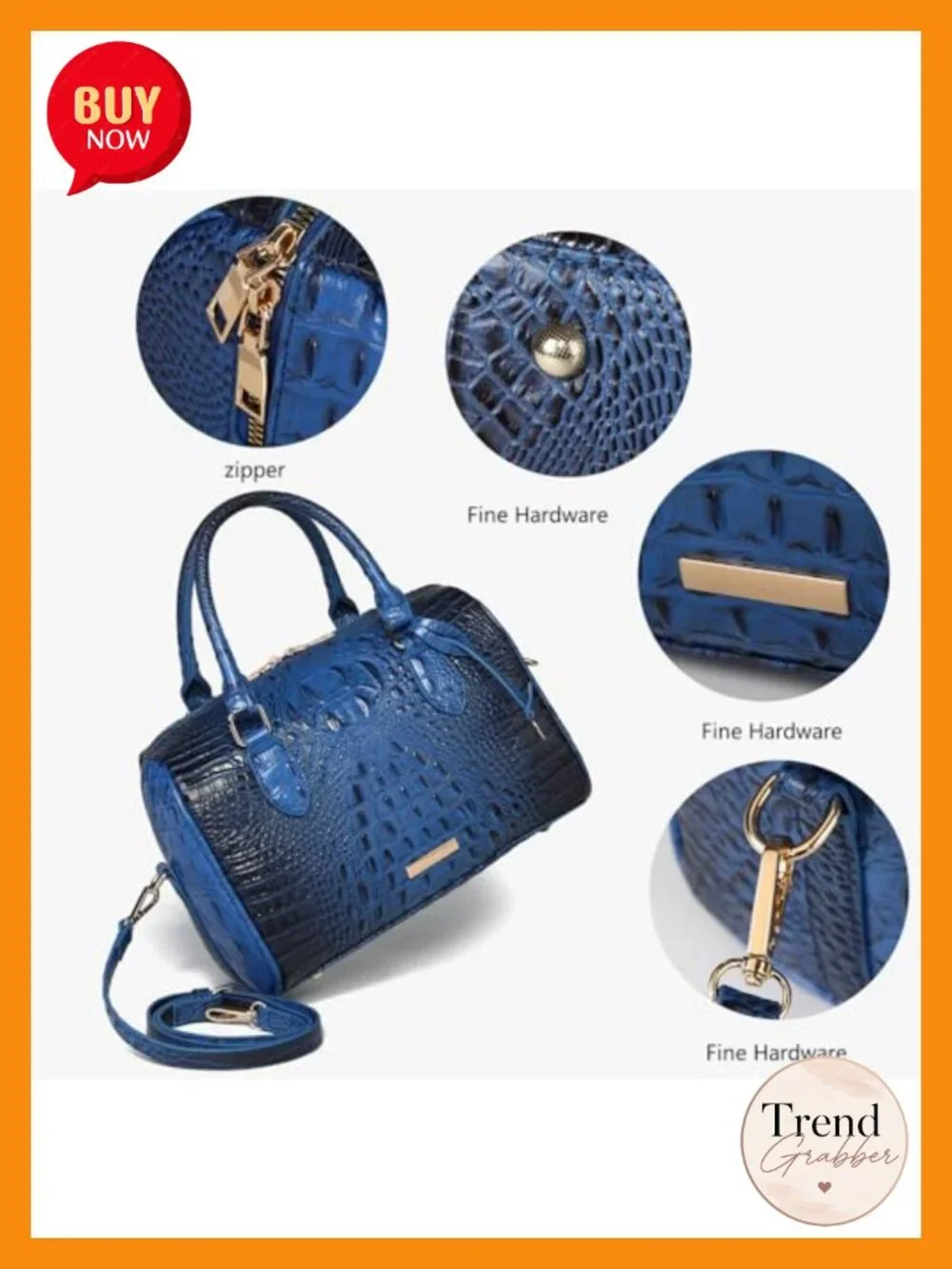 Structured Satchel Handbag with Crocodile Texture, Top-Handle Crossbody Purse